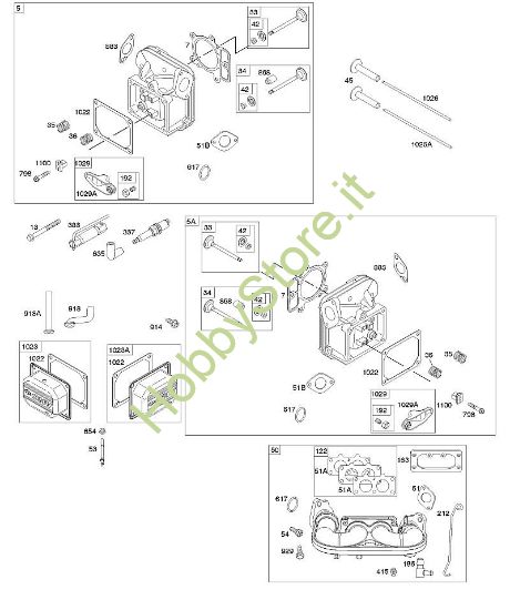 D - Testata del cilindro, coperchio bilancieri, collettore di aspirazione B&S - 44 €¦ 445577-5138-B1 brand Stihl